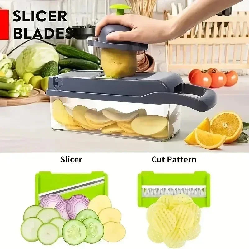 14/16 in 1 Multifunctional Vegetable Chopper Handle Food Grate Food Chopper Vegetable Slicer Dicer Cut Kitchen