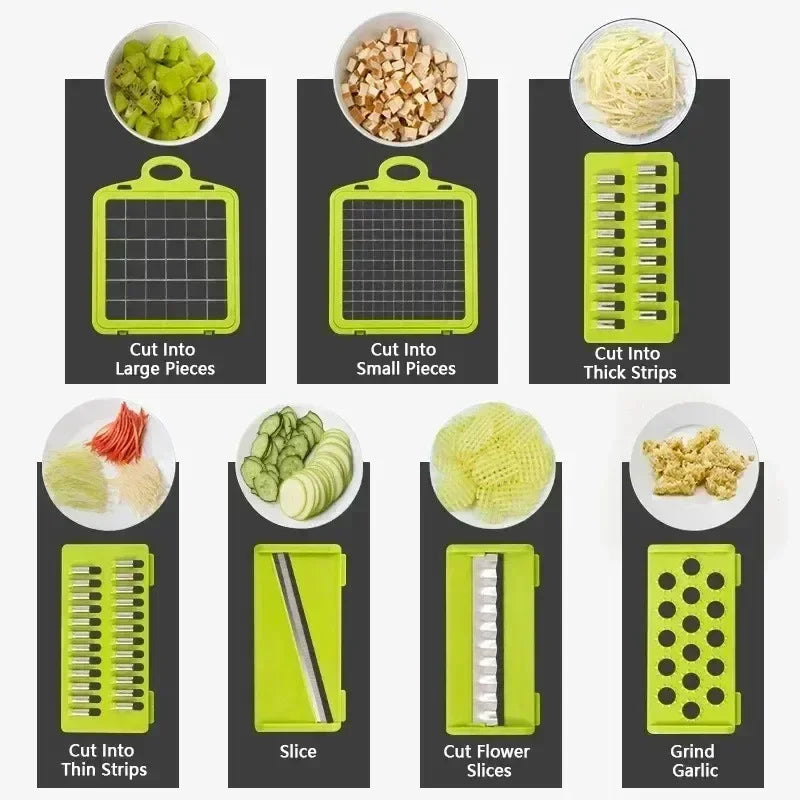 14/16 in 1 Multifunctional Vegetable Chopper Handle Food Grate Food Chopper Vegetable Slicer Dicer Cut Kitchen